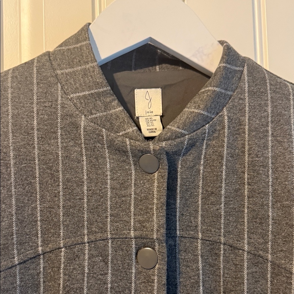 Joie Gray Pinstripe Bomber Jacket - Picture 2 of 3